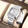 Gold square women's watch niche light luxury steel belt waterproof alarm clock men's watch