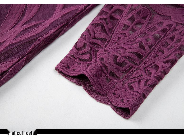 Versatile Plus Size Lace Embroidery Dress for Spring & Autumn