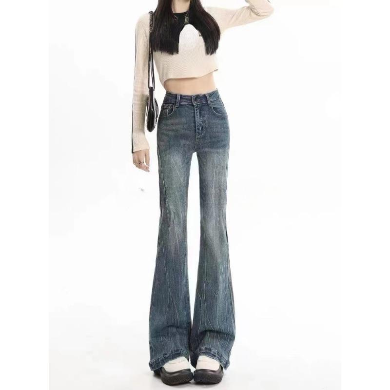 Office Lady Blue Flare Jeans High Street Slim Pohodlné nohavice do zvonu Ženy Móda Denim Nohavice American Retro Streetwear