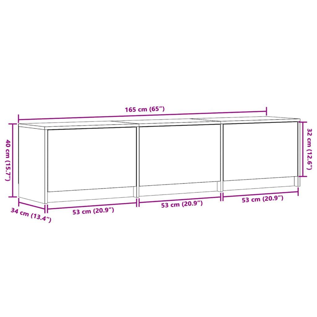 White LED TV Cabinet 165 x 34 x 40 cm Engineered Wood