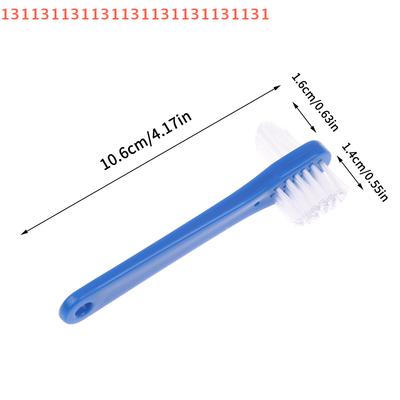 1 Pcs Double Head Manual Toothbrush Portable False Teeth Cleaner Denture Care Supply In Blue Red White Colors