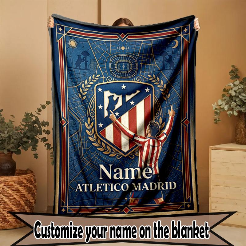Individualizuotas su vardu Atletico Madrid spaudinio pledas, namų dekoras, miegamasis, sofa, stovyklavimas, svetainės sofa, dovanos gimtadieniui, Kalėdoms
