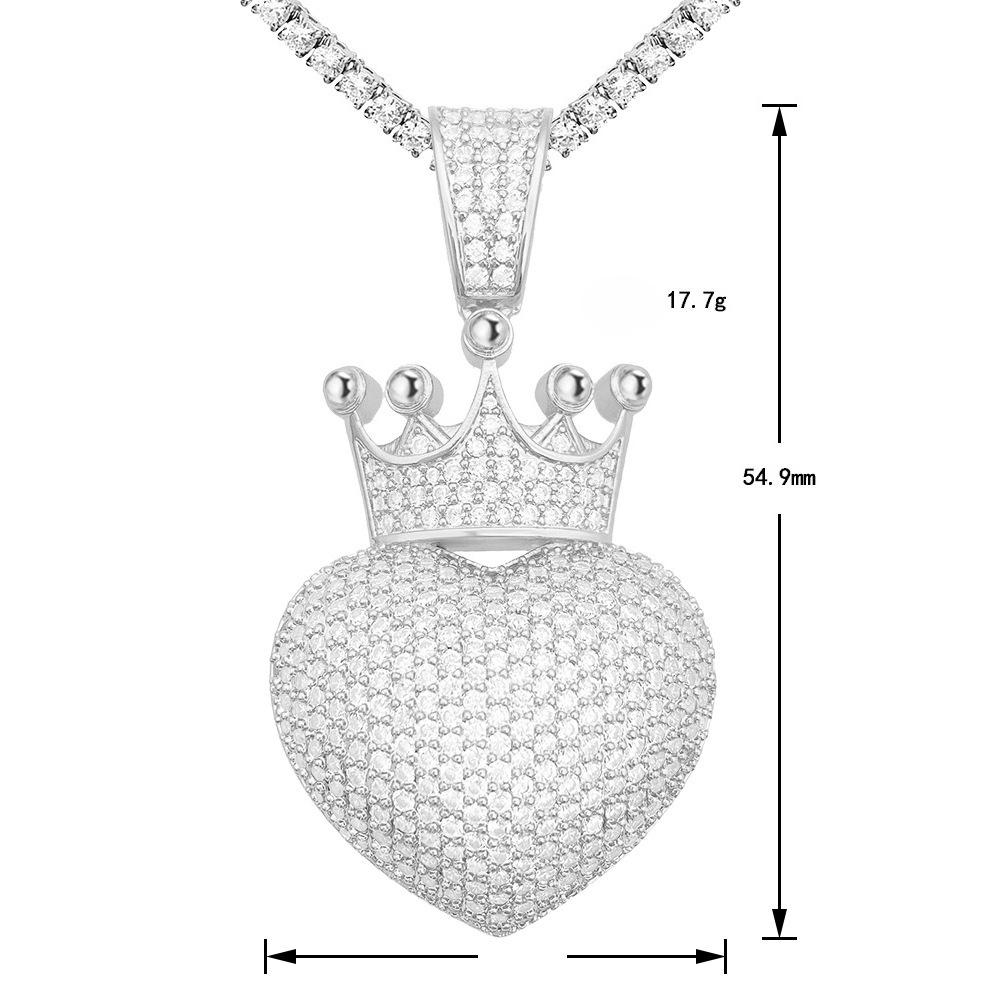 New Style Pendant with Personality and Fashion, Copper Inlaid Zircon Heart-shaped Hip-hop Pendant
