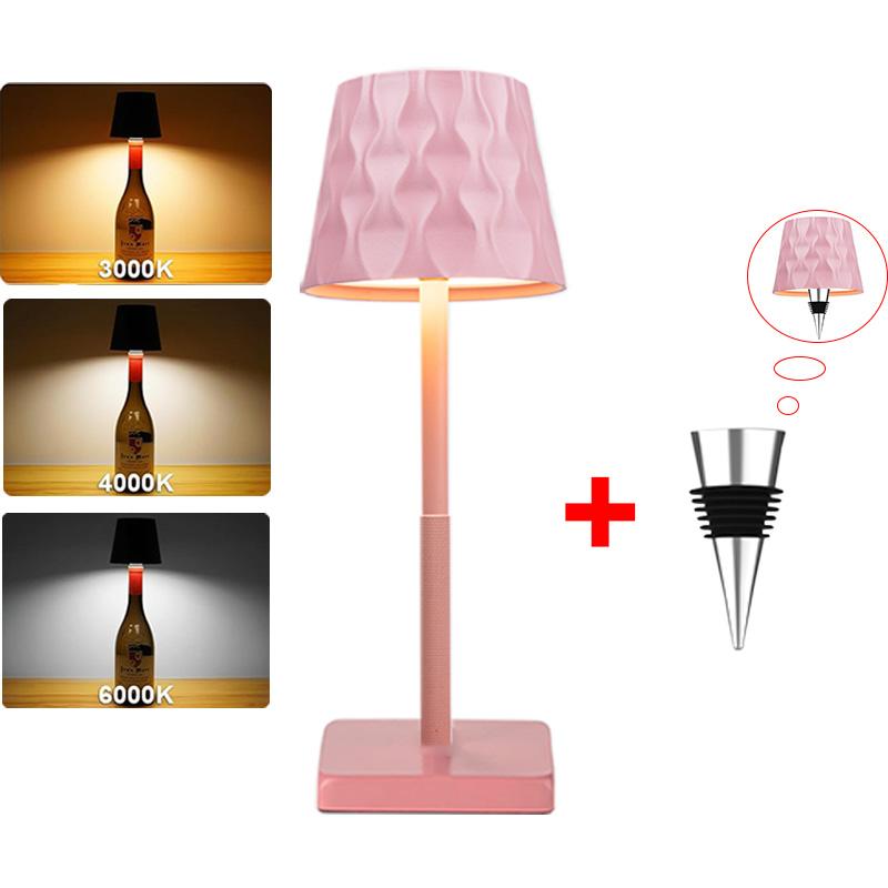 2025 New LED Table Lamp Wireless Wine Bottle Lamp 2-in-1 3 Colors Stepless Dimming Lamp Rechargeable Creative Ambient Light