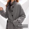 UNIFREE Korean Style Plaid Patchwork Wool Blend Coat