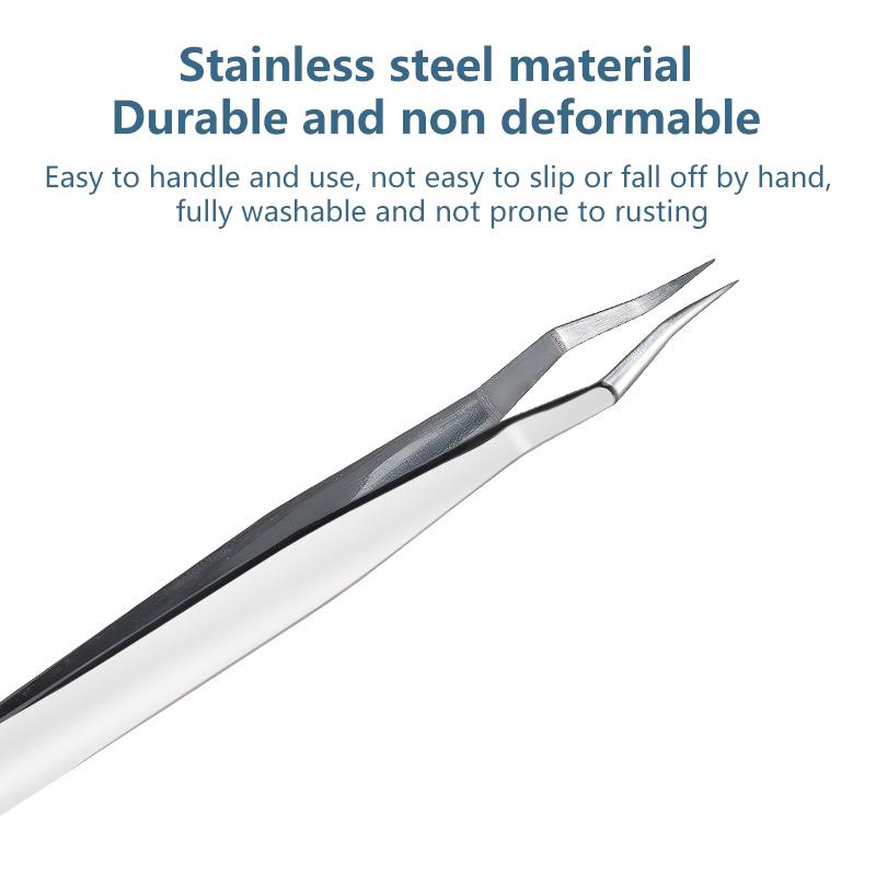 Wimpernverlängerungs-Pinzetten Anti-Rutsch Edelstahl Gebogene Spitze Gerade Pinzette Hochpräzise Nail Art Make-up Schönheitswerkzeuge