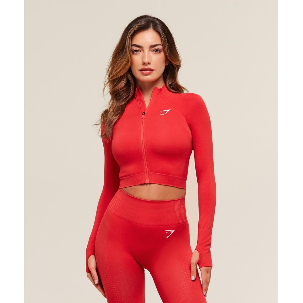 

Gymshark Vital Seamless Midi Zip Pullover Velocity Red B5a9q Rb50