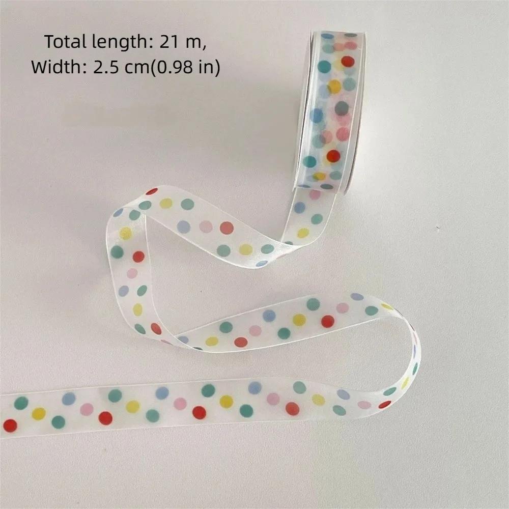 New Colorful Gift Wrapping Ribbon Polka Dots Bowknot Gift Box Decorative Ribbon Polyester Clear Packaging Box Ribbon Birthday
