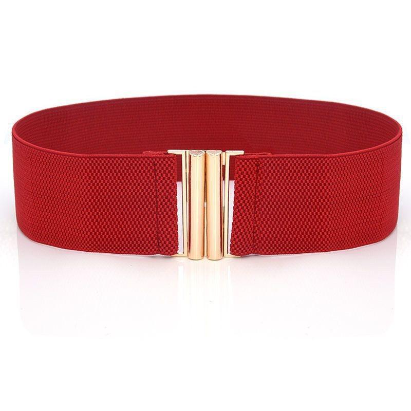 Fashionable Korean Style Women's Versatile Black And Purple Elastic Waist Belt For Dresses