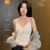 Women's Fleece-Lined Lace Camisole Vest - Warm Padded Layer for Autumn/Winter