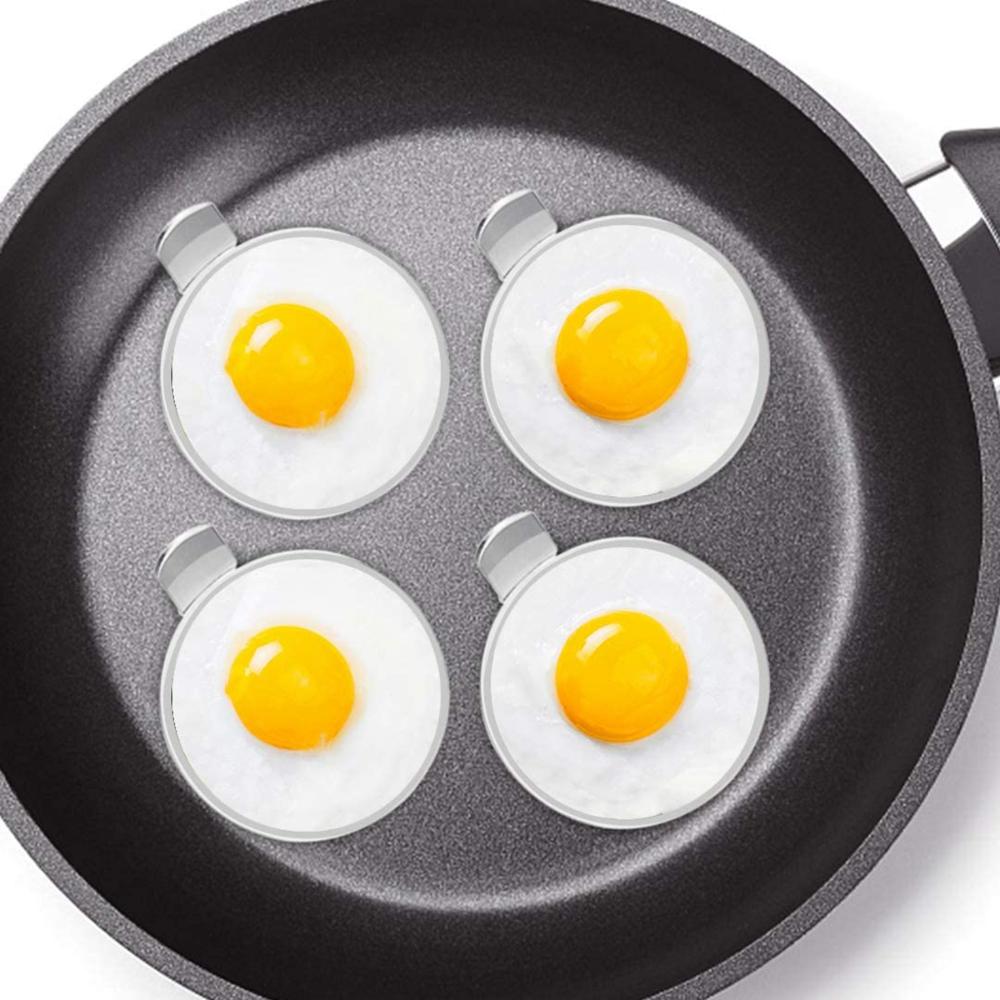 2PCS Nonstick With Handle Round Baking Egg Ring Egg Frying Mold Omelette Mould Pancake Shaper