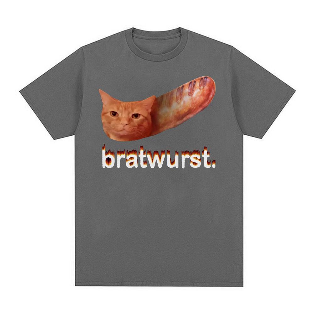 Bratwurst Funny Cat Meme Tshirts Unisex Unisexs Clothing Casual Humor Short Sleeve T Shirt Summer Pop Tshirt Streetwear