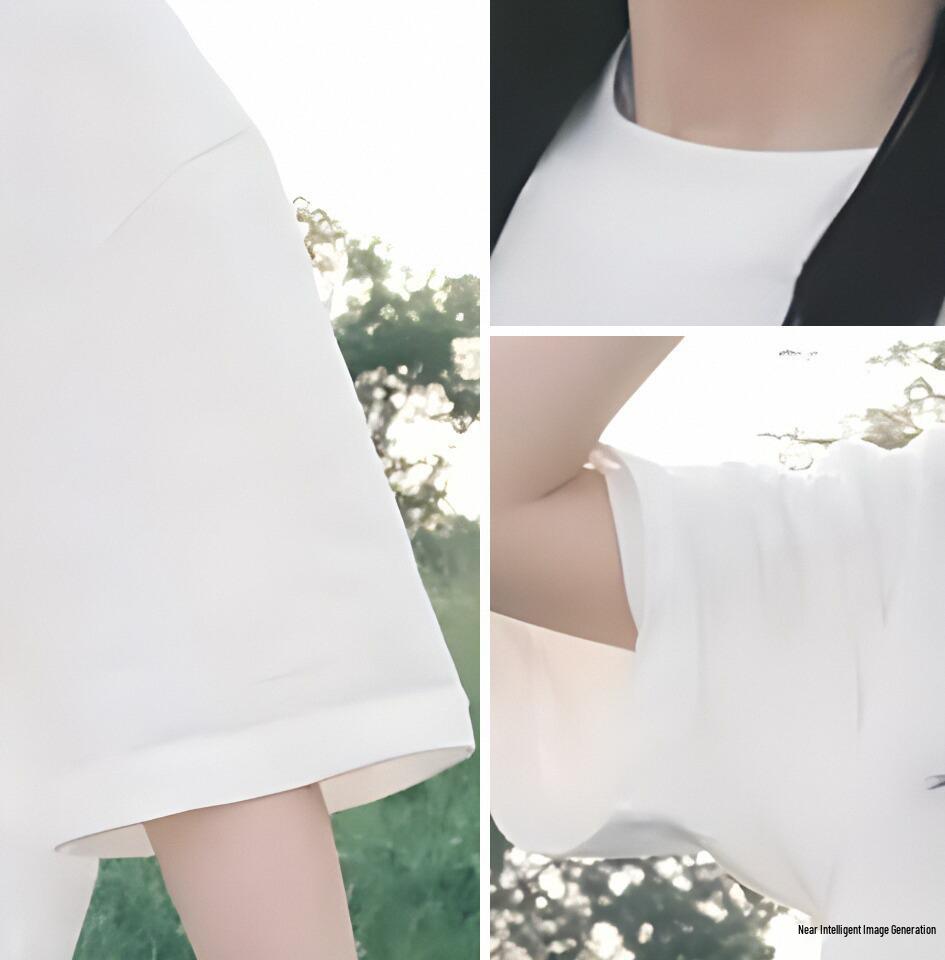 Damski casualowy biały T-shirt z krótkim rękawem - Wiosna/Lato Okrągły dekolt Luźny top