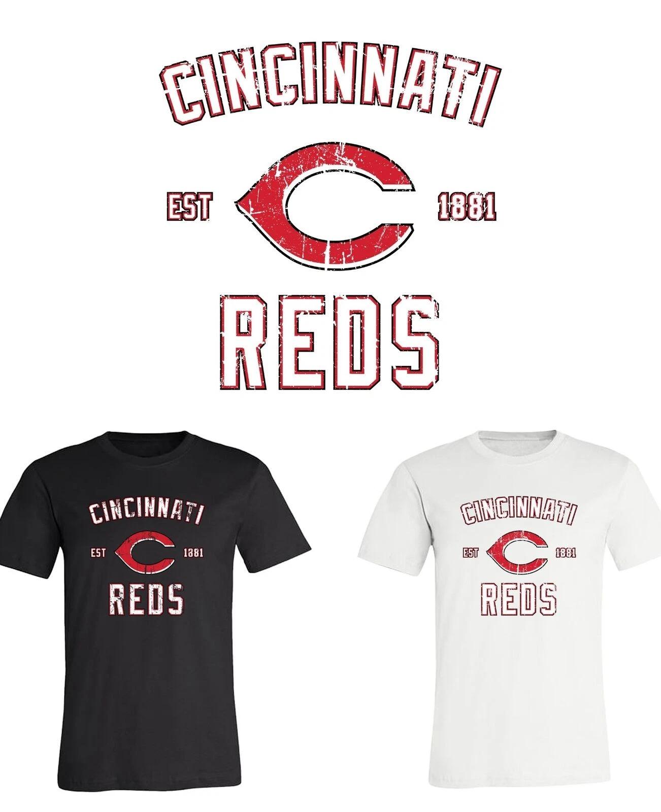 Cincinnati Reds Est Distressed logo T-Shirt Sizes Youth-Adult 6XL FAST Ship! L