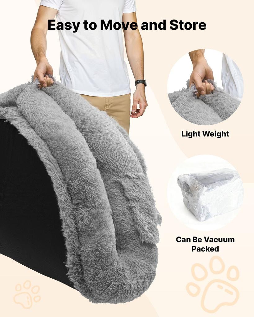 Human Dog Bed, 1740 X 1180 X 240 Mm Orthopedic Memory Foam Human Sized Dog Bed, Humans Pet Beds with Side Pocket, Handle & Zipper, Removable