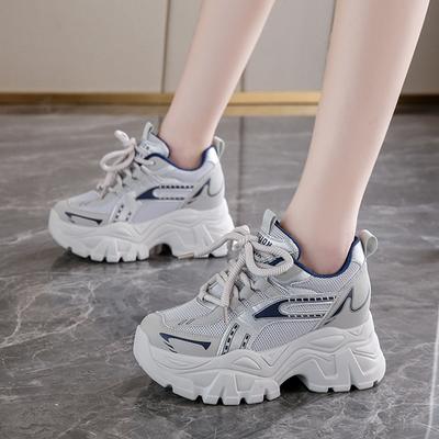 Fashion Chunky Platform Women's Sneakers New Lace-Up Thick Bottom Vulcanized Shoes Woman Breathable Mesh Non-Slip Casual Shoes Ladies