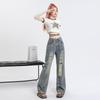 High Waist Ripped Wide Leg Jeans for Women - Trendy Slimming Fit