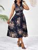 European & American Women's Plus Size Floral Sleeveless V-Neck Midi Dress