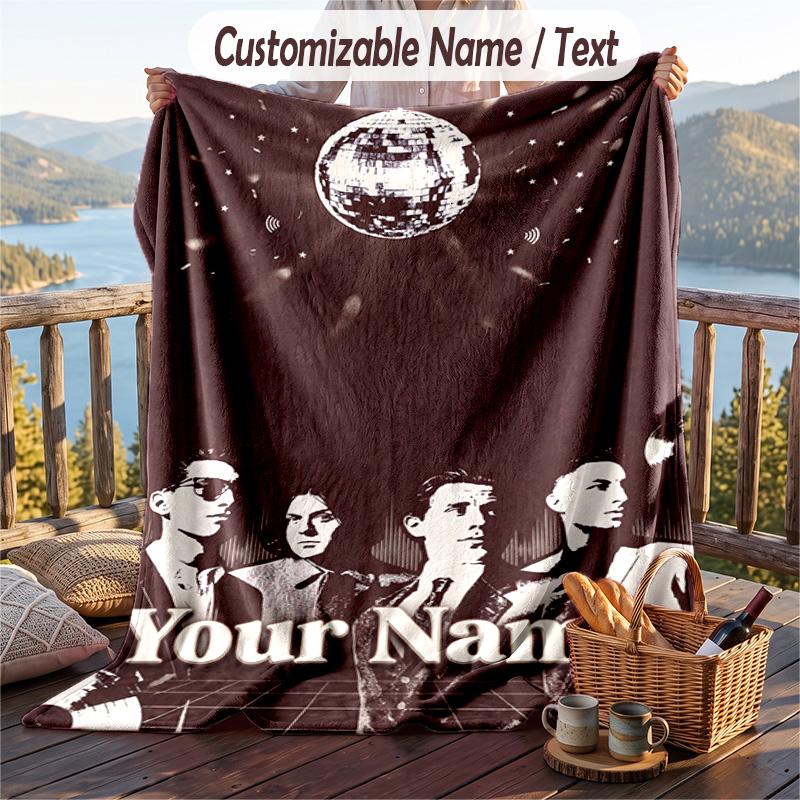 Personalized Flannel Throw Blanket,Arctic Monkeys Custom Printed Name, Cozy Plush Blanket For Home Use