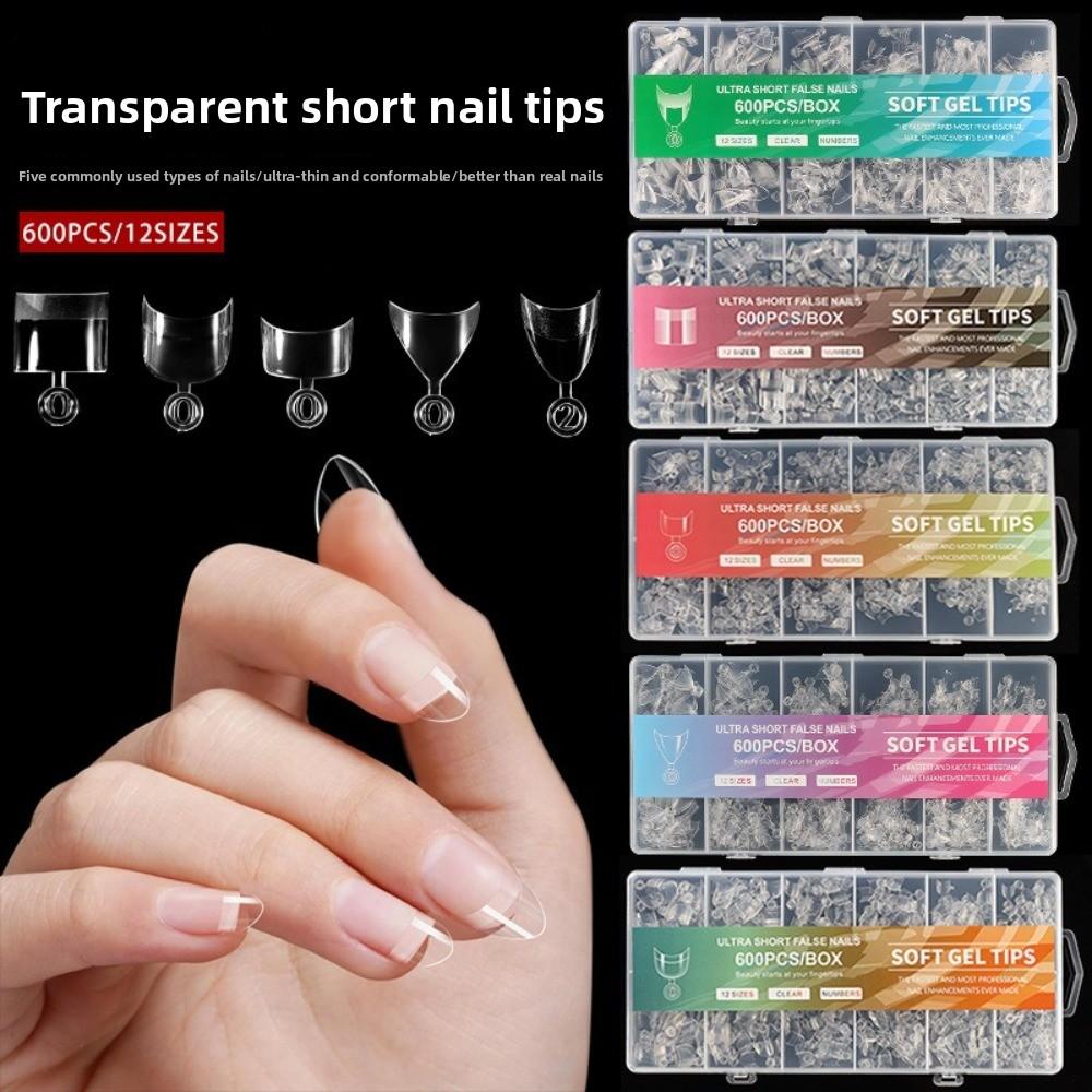 600 Stück Spurlos Nagelformen Ultradünne Halbabdeckung Falsche Spitzen für den professionellen Gebrauch in Nagelstudios