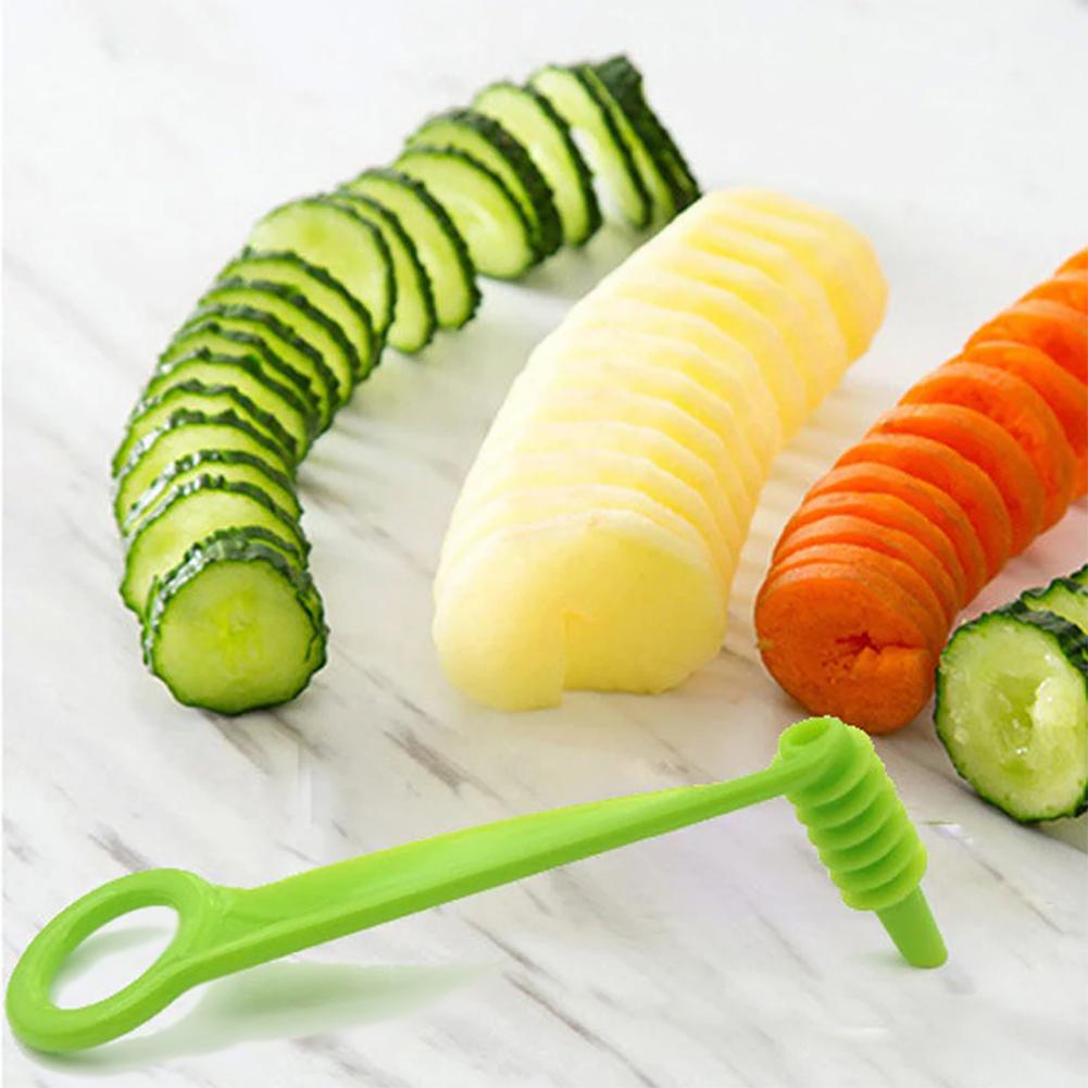 1/2/3pc Spiral Vegetables Slicer,Multifunctional Manual Slicers for Cucumber,Vegetable Spiral Knife Kitchen Gadgets Random Color