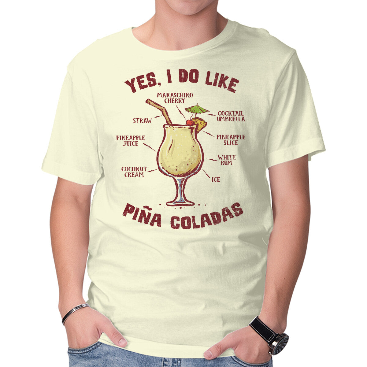 Unisex Crew Neck T-Shirt Yes I Do Like Pina Coladas Graphic Short Sleeve Casual Tee XXL