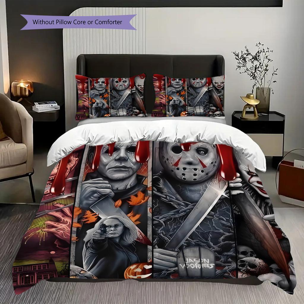 Horror Movie Characters Set Threepiece Set 1 Duvet Cover 2 Pillowcase Without Core Soft And Comfortable Bedding Set
