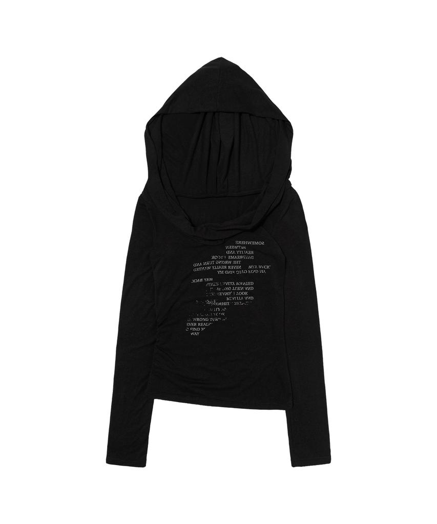 FANCY CLUB Drape Hoodie Long Sleeve (Black) F26Zb521