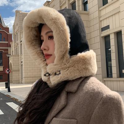 New Hat Hat Women'S Horn Buckle Deerskin Velvet Lei Feng Hat Winter Cold Warm Ear Protection Hat Thick