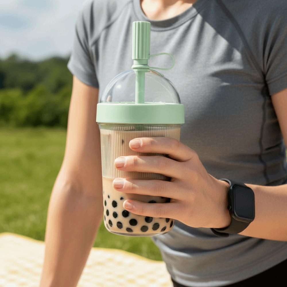 Drinkware Cold Drink Tumbler With Lids Straw Cups Portable Milk Tea Cup  Office