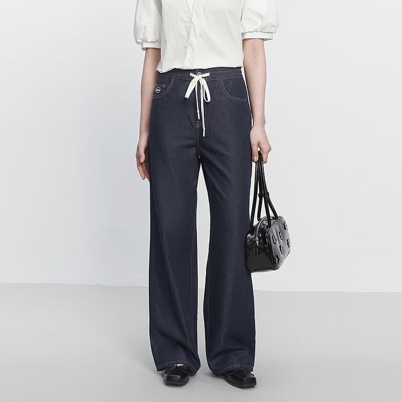 

Ledin Elastic Waist Drawstring Straight Leg Jeans S