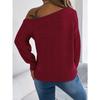 GMXIA Autumn and Winter Casual Solid Color Cut-out Off-the-shoulder Long-sleeved Pullover Sweater for Women