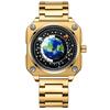Binbang 2023 Men's Cool Large Dial Watch with Moon, Earth, Starry Sky Design & Genuine Leather Strap