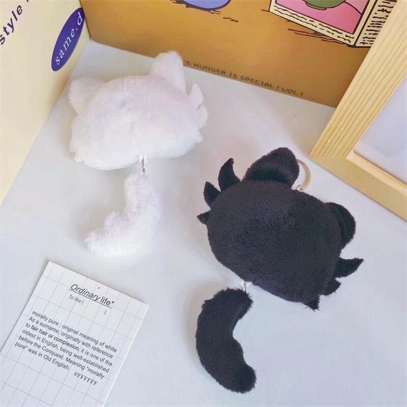 New Cartoon Black and White Kitten Plush Pendant Creative Kitten Cute Doll Keychain Mini Crawler Doll