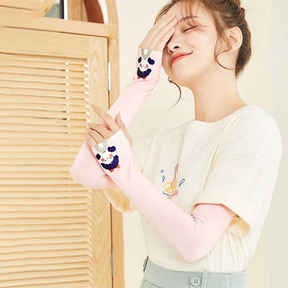 Long-sleeved Glove Cartoon Girl Sunscreen Sleeve Ice Silk Sleeves Arm Warmers Sun Protection Cover