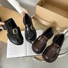 Leather Shoes Women's Platform Retro Buckle Small One Pedal New Autumn Single Shoes