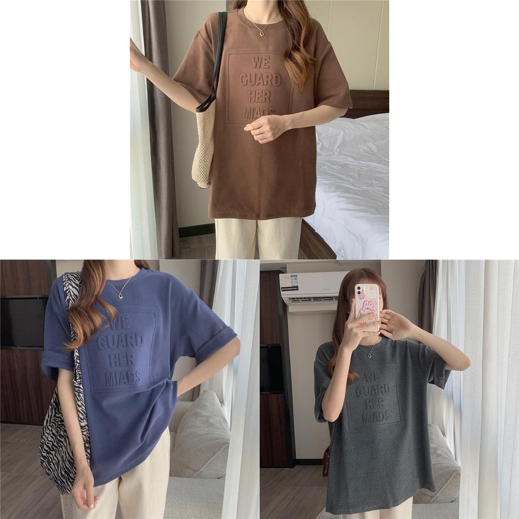 Korean Style Short Sleeve T Shirt With 3d Letter Pattern For Casual Summer Wear