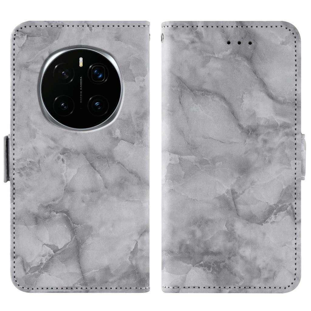 For Honor Magic7 Pro 5G Leather Case Marble Pattern Phone Wallet Stand Cover with Wrist Strap