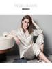 19mm 100% mulberry silk printed lapel long sleeved silk sleepwear comfortable home wear for women