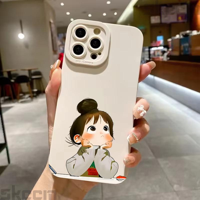 Cute Cartoon Little Girl Printed Silicone Case For Samsung Galaxy S25 Ultra S24 Plus S23 S22 S21 S20 FE A55 A54 A15 A35 Cover