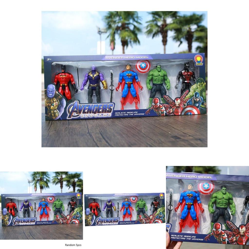 Marvel Avengers Heroes 5pcs Hulk Captain America Thanos Action Figures For Kids Gifts