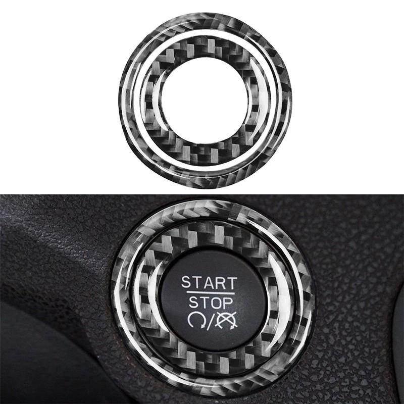 Carbon Fiber Engine Start Push Button Ring Trim Set For Dodge Challenger 15-2020