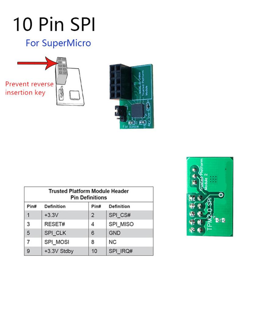 10Pin SPI TPM 2.0 Module  Trusted Platform For SuperMicro AOM-TPM-9670H