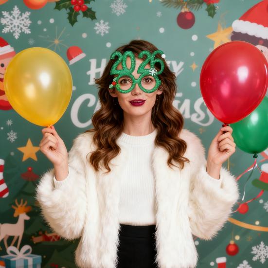 2026 New Year Eve Glasses Christmas Party Photo Props for Adults Kids Festive Celebration Eyewear for Countdown Party
