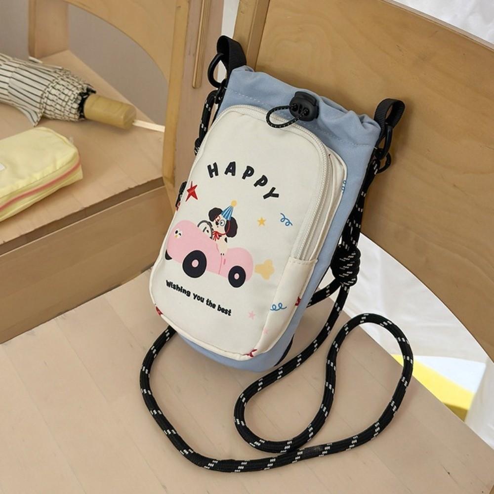 Cartoon Printed Water Bottle Bag Dopamine Style Lightweight Bag Trendy Phone Pouch Outdoor Travel