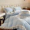 G5Z Princess Milk Velvet 4-Piece Set: Extra Thick French Lace Bedspread & Fitted Sheet