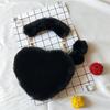 Plush Heart Shape Handbag For Women With Zipper Closure For Daily Use