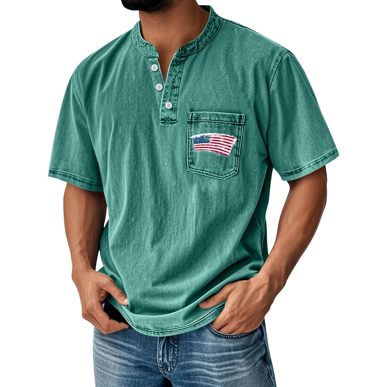 

Мужская летняя футболка с круглым вырезом и коротким рукавом с узором ко Дню независимости, мужская повседневная рубашка на пуговицах на все случаи жизни XL