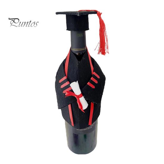 2 stk/sett Filt Konfirmasjon Vinjakke Flaskekork Vinkåpe Flasketrekk Sett Kjole Hatt Toppere med Mini Dusker Doktorfestdekorasjon