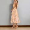 Spring 2026 New Cross-border European and American Foreign Trade Women's Clothing, Elegant Vacation Printing Neck Sleeveless Dress Long Dress